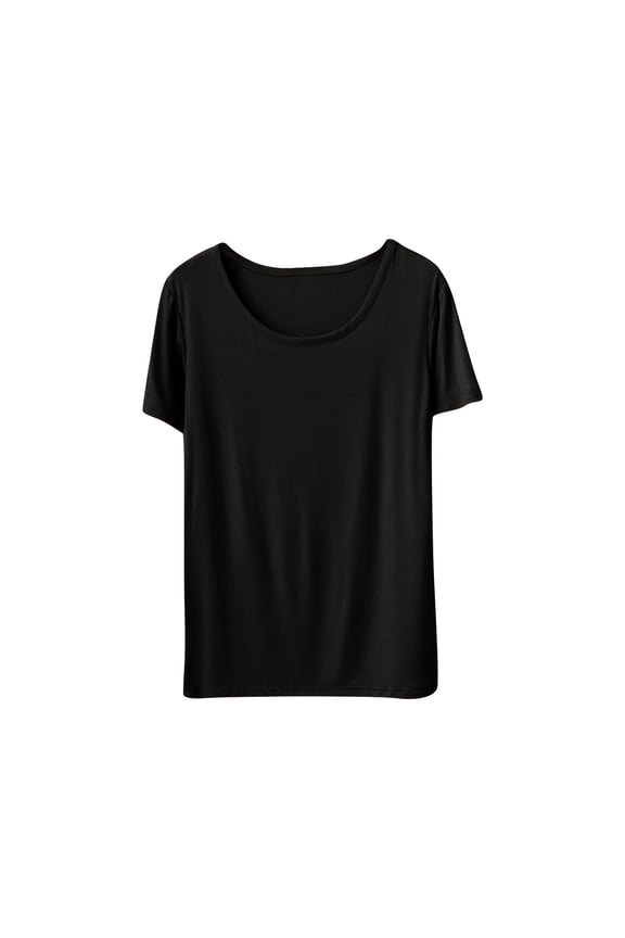 Women's Pajama Tops Soft Short Sleeve T-Shirts Solid Color Casual Basic Tee Shirts Sleepwear