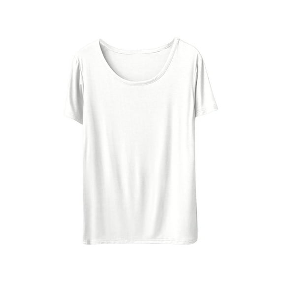 Posijego Women's Pajama Tops Soft Short Sleeve T-Shirts Solid Color Casual Basic Tee Shirts Sleepwear