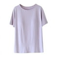 thumbnail image 1 of Posijego Women's Pajama Tops with Built in Bra Crew Neck Short Sleeve T-Shirts Comfy Sleep Top, 1 of 5