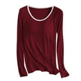 thumbnail image 1 of Posijego Women's Pajamas T Shirts Built in Bra Pads Womens Crewneck Soft Long Sleeve Shirts Yoga Workout Tops, 1 of 4