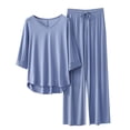 thumbnail image 1 of Posijego Women's Pajamas V Neck 3/4 Sleeves and Long Pants Pjs Set Summer 2 Piece Lounge Sets Sleepwear, 1 of 3
