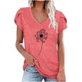 thumbnail image 1 of Posijego Women's Petal Sleeve Tops Graphic Tees Shirt for Women V Neck Short Sleeve T Shirts Summer Tunics, 1 of 5