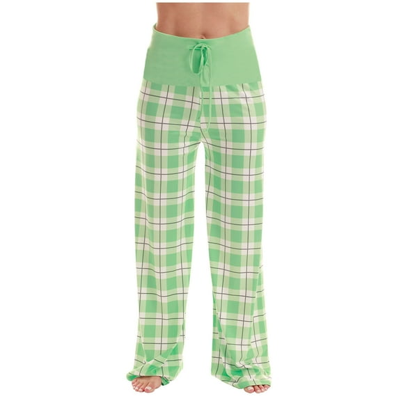Posijego Women's Plaid Lounge Pants Drawstring High Waisted Wide Leg Pajama Pants Soft Pj Pants Sleepwear