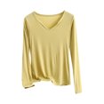 thumbnail image 1 of Posijego Women's Plain Tops Basic Long Sleeve V Neck Shirt Soft Stretch Casual Pajama Tops Classic T-Shirts, 1 of 3