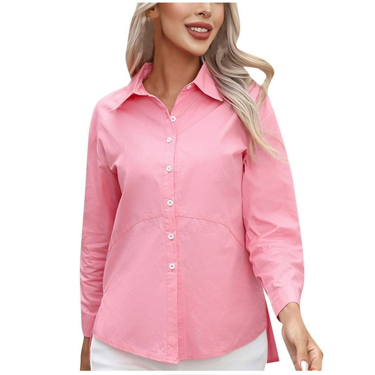 Posijego Women s Plus Button Down Shirts Work Shirt Business Casual Blouse Collared Long Sleeve Dressy Tops Walmart