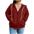 thumbnail image 1 of Posijego Women's Plus Size Hoodie Full Zip Jacket Sweatshirts Drawstring Hooded Outerwear with Pockets, 1 of 6