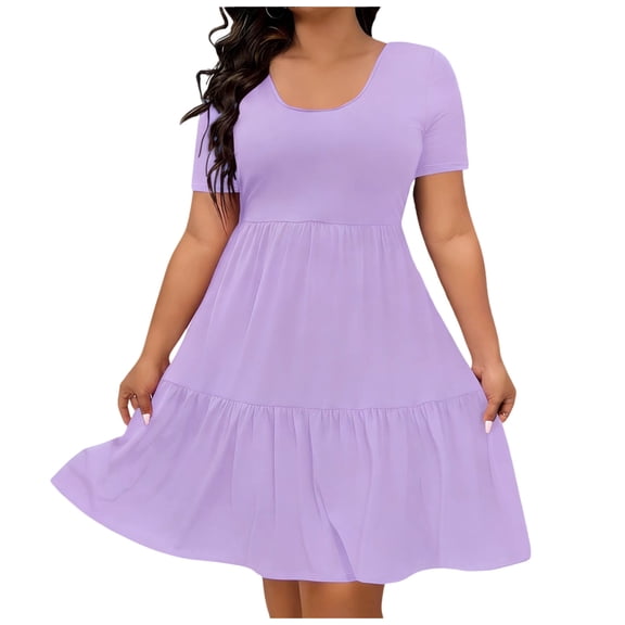 Posijego Women's Plus Size Dresses Mother's Day Pajama Dresses Short Sleeve Ruffled Dresses Lightweight Soft House Dresses