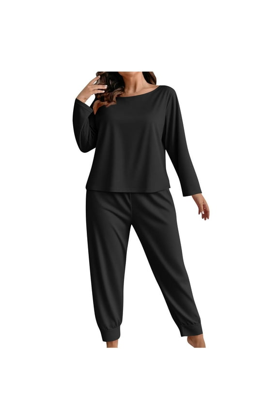 Women's Plus Size Pajama Set Heart Graphic Long Sleeve Sleepwear Pants Pjs Lounge Sets XL-5XL