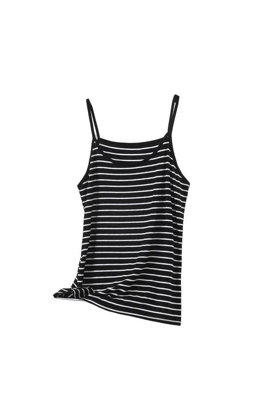 Women's Plus Size Tank Top Pajama Spaghetti Strap Camisoles Striped Print Sleeveless Sleep Tops Sleepwear