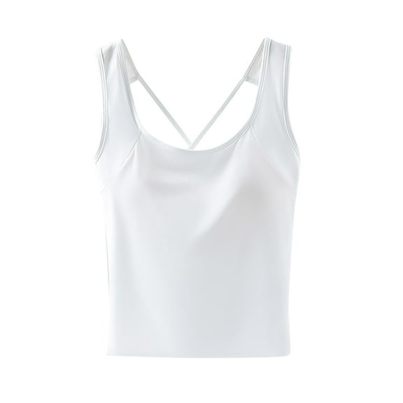Posijego Women's Plus Size Tank Tops Blackless Sleeveless Shirts Basic Undershirts with Built-In Bra Padded
