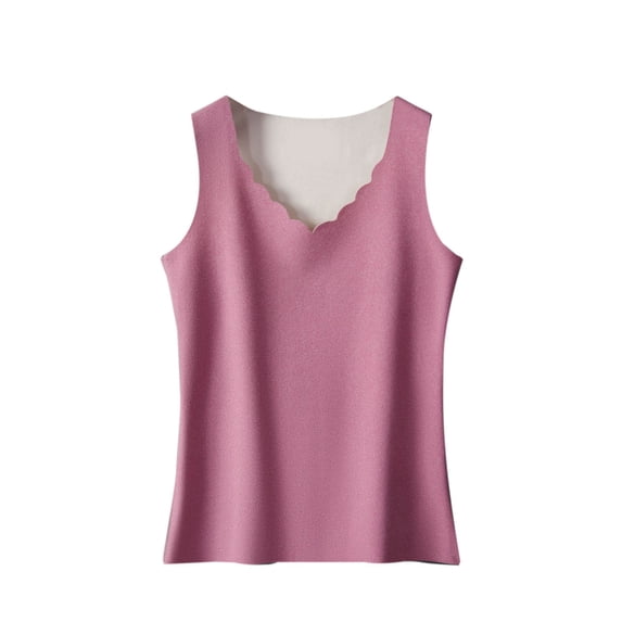 Posijego Women's Plus Size Tank Tops Scalloped V Neck Sleeveless Top Thermal Basic Layer Tees Shirts