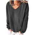 thumbnail image 1 of Posijego Women's Plus Size Tops Fleece Fuzzy Pajama Top Soft Long Sleeve V Neck Pullover Sweatshirts, 1 of 6