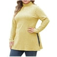 thumbnail image 1 of Posijego Women's Plus Size Tops Turtleneck Long Sleeve Side Split Knit Pullover Sweater Fashion Tunic Blouse, 1 of 7