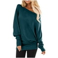 thumbnail image 1 of Posijego Women's Plus Tunic Tops One Shoulder Loose Long Sleeve Shirts Solid Color Ladies Dressy Casual Blouse, 1 of 5