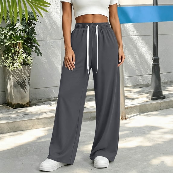 Posijego Wide Leg Sweatpants Womens High Waist Baggy Lounge Pants with Pockets Athletic Running Sweat Pants