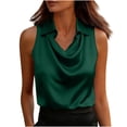 thumbnail image 1 of Posijego Women's Satin Tank Tops Summer Casual Sleeveless Cowl Neck Work Shirts Solid Color Silk Party Blouses, 1 of 8