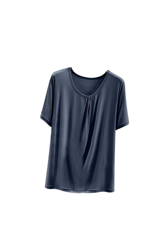 Women's Short Sleeve Sleep Tops Crewneck Casual T Shirts Soft Pajama Tops Basic Tee Shirts