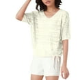 thumbnail image 1 of Posijego Women's Short Sleeve Sweaters Summer Crochet Tops Hollow out V Neck Beach Vacation Blouse, 1 of 6