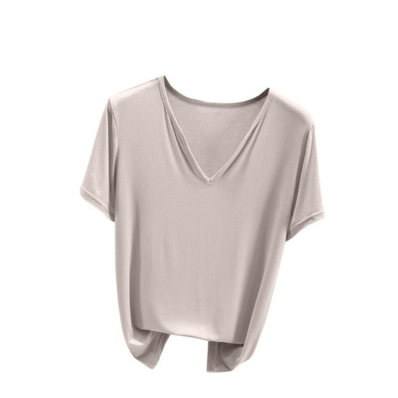 Posijego Women's Sleep T-Shirts V Neck Pajama Tops Summer Casual Plain Short Sleeve Basic Tee Shirts