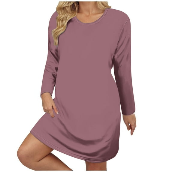 Posijego Women's Sleepshirt Long Sleeve Nightgown Soft Nightdress Loose Plus Size Pajama Dresses 2XL-5XL
