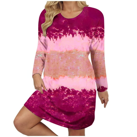 Posijego Women's Sleepshirt Long Sleeve Nightgown Soft Nightdress Loose Plus Size Pajama Dresses 2XL-5XL