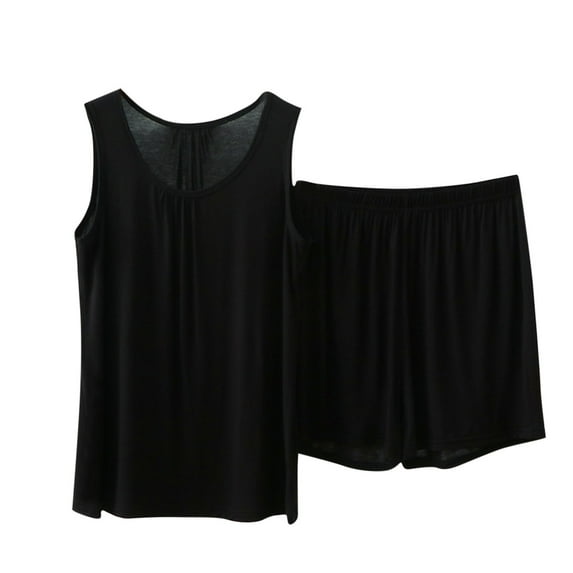 Posijego Women's Sleeveless Pajama Sets Plus Size Loungewear Soft Pj Set Tank Tops and Shorts 2PCS Sleepwear