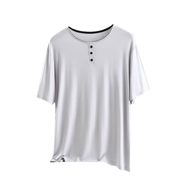 Posijego Women's Soft Pajamas Tops Casual Short Sleeve Shirts Buttoned Crew Neck Sleepwear Tops for Women