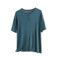 thumbnail image 1 of Posijego Women's Soft Pajamas Tops Casual Short Sleeve Shirts Buttoned Crew Neck Sleepwear Tops for Women, 1 of 4