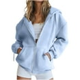 thumbnail image 1 of Posijego Women's Sports Hoodie Zip up Sweatshirts Causal Oversized Long Sleeve Hooded Jacket with Pockets, 1 of 7