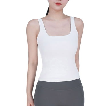 Posijego Women's Square Neck Tank Top Athletic Workout Activewear Basic Tank Tee Sleeveless Tight Shirts