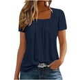 thumbnail image 1 of Posijego Women's Square Neck Tunic Tops Summer Casual Loose Short Sleeve Eyelet Blouses Pleated Loose Shirts for Women, 1 of 6