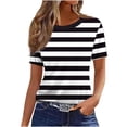 thumbnail image 1 of Posijego Women's Striped T-Shirts Short Sleeve Summer Color Block Casual Tunic Tops with Leggings Womens Basic Tees, 1 of 4