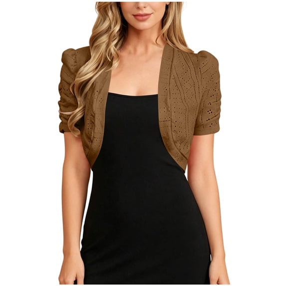 Posijego Women's Summer Bolero Cardigans Short Sleeve Cropped Cardigan Open Front Cardigan Jacket for Women