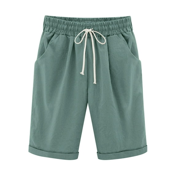 Posijego Women's Summer Shorts Casual Knee Length Beach Shorts Lounge Plus Size Line Shorts with Pockets