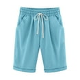 thumbnail image 1 of Posijego Women's Summer Shorts Casual Knee Length Beach Shorts Lounge Plus Size Line Shorts with Pockets, 1 of 3