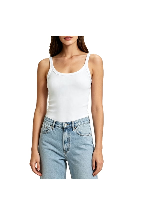 Womens Tank Tops Spaghetti Strap Ribbed Tank Top Sleeveless Scoop Neck Slim Basic Camisoles Ladies Undershirts