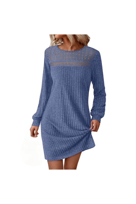Women's Sweater Dress Long Sleeve Spring Mini Casual Comfort Soft Knit Dresses for Women