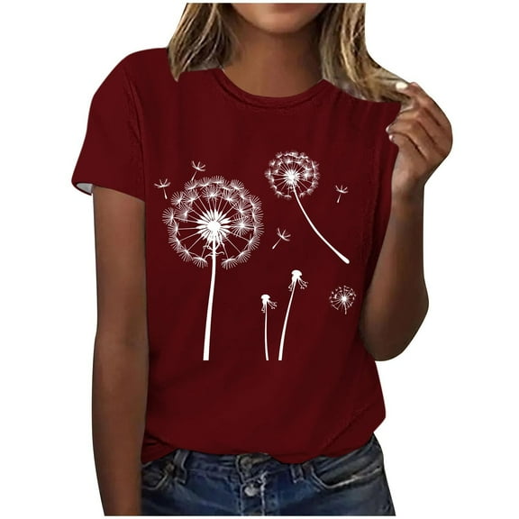 Posijego Women's T Shirts Printed Graphic Tee for Women Casual Crew Neck Basic Short Sleeve Tee Shirts