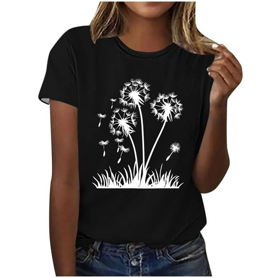 Posijego Women's T Shirts Printed Graphic Tee for Women Casual Crew Neck Basic Short Sleeve Tee Shirts