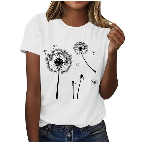 Posijego Women's T Shirts Printed Graphic Tee for Women Casual Crew Neck Basic Short Sleeve Tee Shirts