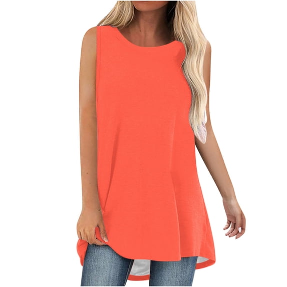 Posijego Women's Tank Sleeveless Tops Solid Color Loose T Shirts Summer Casual Plain Basic Tank Tops