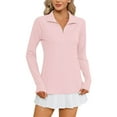 thumbnail image 1 of Posijego Women's Tennis Shirts Long Sleeve Sun Protection Shirt Half Zip Collared V Neck Athletic Tops, 1 of 8