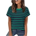 thumbnail image 1 of Posijego Women's Tops Striped Short Sleeve T-Shirts Summer Crew Neck Casual Loose Basic Tee Shirts for Ladies, 1 of 7