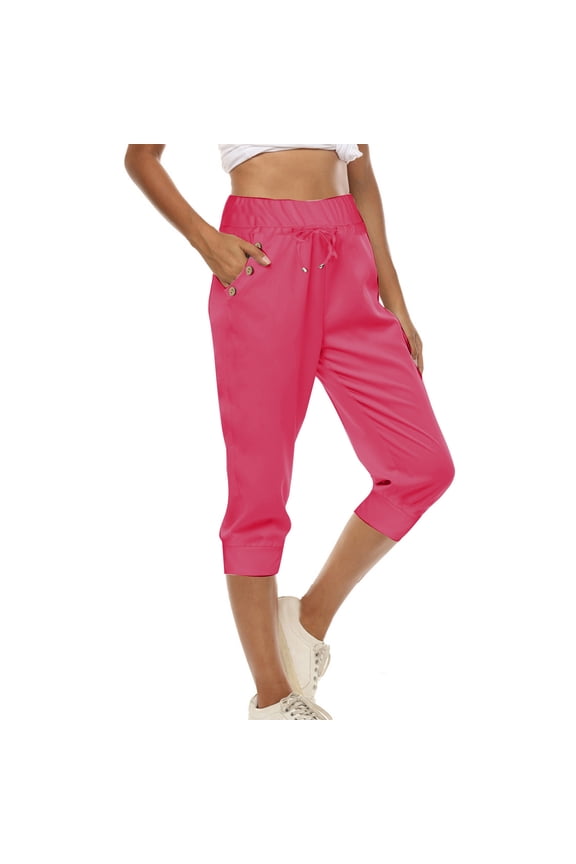 Capri Pants for Women High Waist Cropped Jogger Pants Summer Athletic Yoga Capris with Pockets