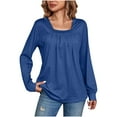 thumbnail image 1 of Posijego Women's Tunic Square Neck Long Sleeve Pleated Dress Formal T Shirt Fashion Fall Winter Clothing, 1 of 5