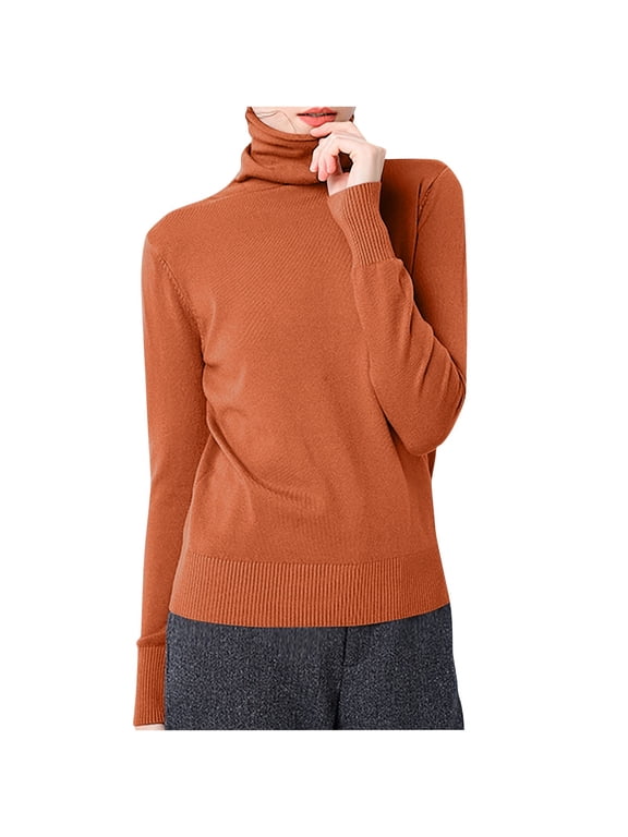 Women's Turtleneck Sweater Fall Winter Tops Lightweight Knit Long Sleeve Basic Pullover Sweaters