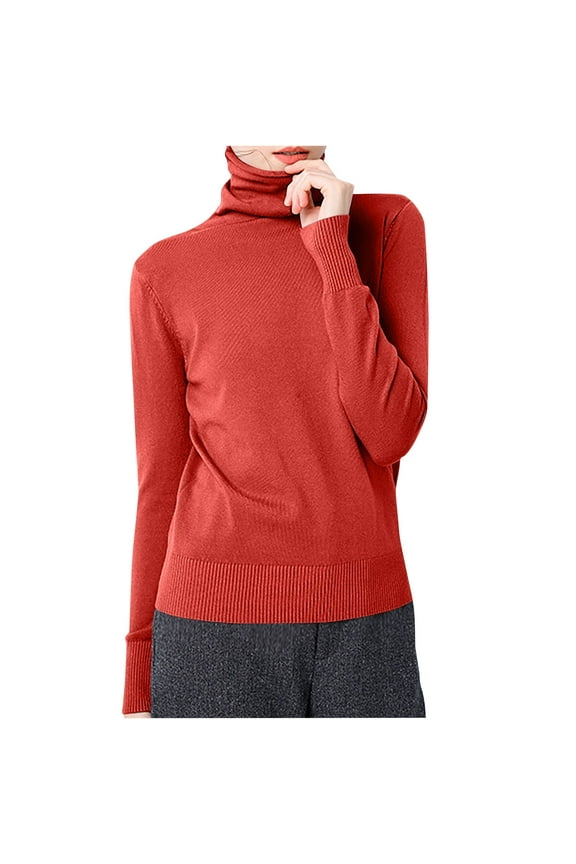 Women's Turtleneck Sweater Fall Winter Tops Lightweight Knit Long Sleeve Basic Pullover Sweaters