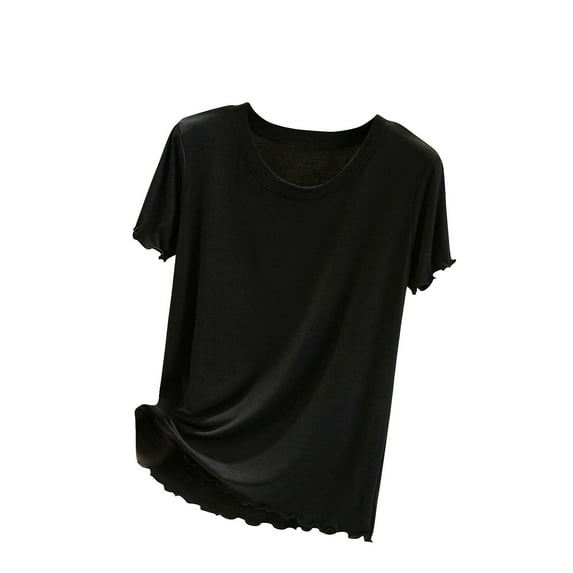 Posijego Women's Ultra Soft Sleep Shirts Short Sleeve Crew Neck Pajama Tops Solid Color Basic Tee Shirts