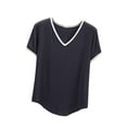 thumbnail image 1 of Posijego Women's V Neck Pajama Tops Soft Pj Short Sleeve Sleep Shirts Summer Casual Basic Tee for Ladies, 1 of 5