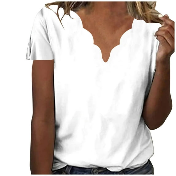 Posijego Women's V Neck Short Sleeve T Shirts Casual Summer Plain Basic Tee Shirts Womens Clothes